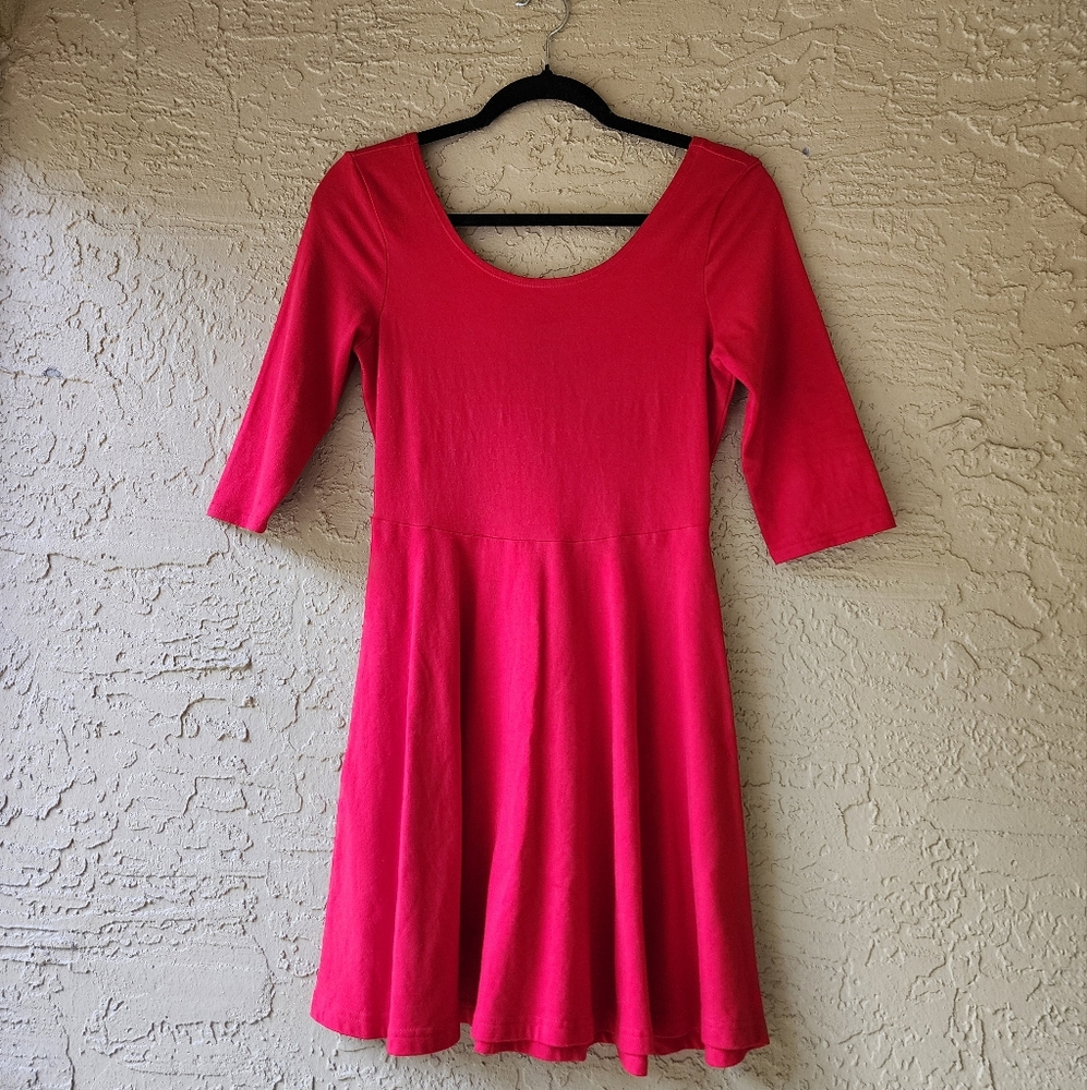 Express Red Dress A-Line 3/4 Sleeve